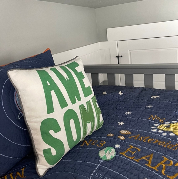 2017 Crate & Barrel Kids Land Of Nod Solar System Planet Twin Quilt Sham Navy - Picture 2 of 5